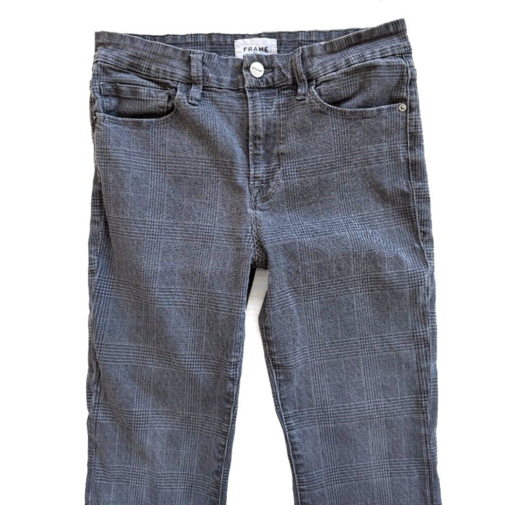 Frame Le Cropped Plaid Mini Bootcut Jeans - Picture 4 of 8